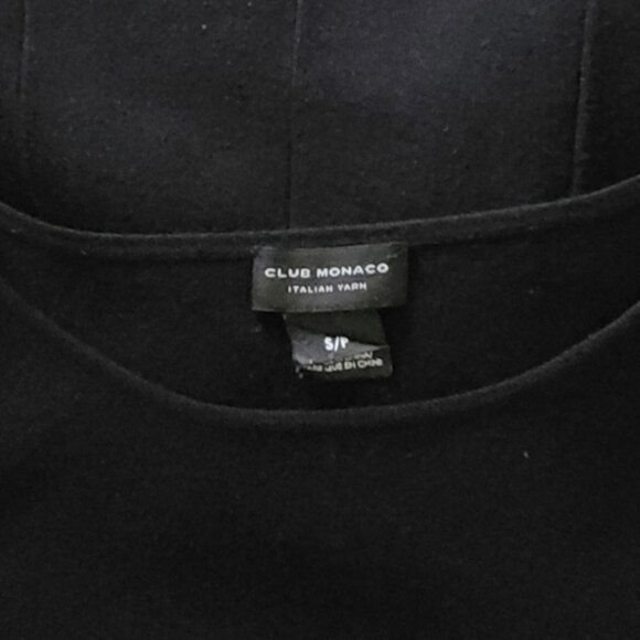 CLUB MONACO Black Short Sleeves Fit-n-Flare Knit Sweater Dress Women's Size S - Picture 13 of 13